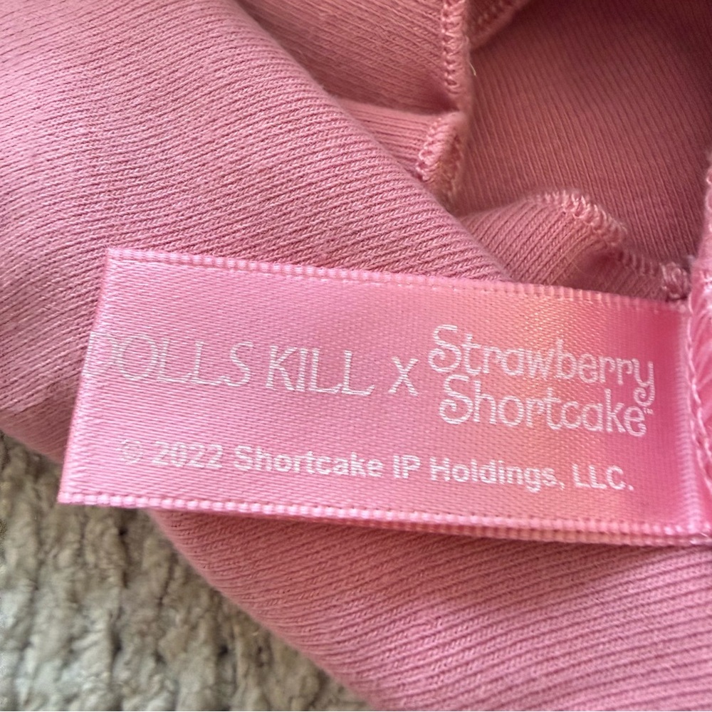 Dolls Kill X Strawberry Shortcake Graphic Baby Tee Pink Y2K Crop Top XS - Picture 4 of 8